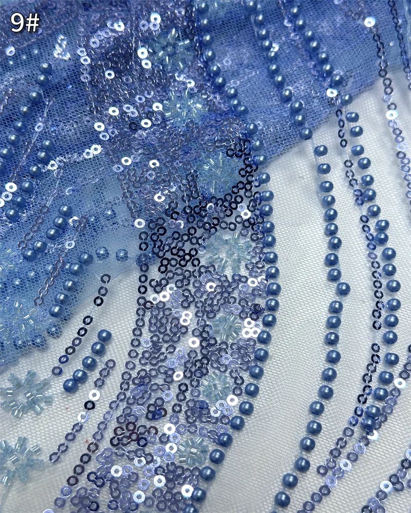 

Luxury Sequins Lace Fabric 2025 High Quality Lace French African Beaded Lace Fabric Nigerian Embroidery Fabric For Dress Sewing