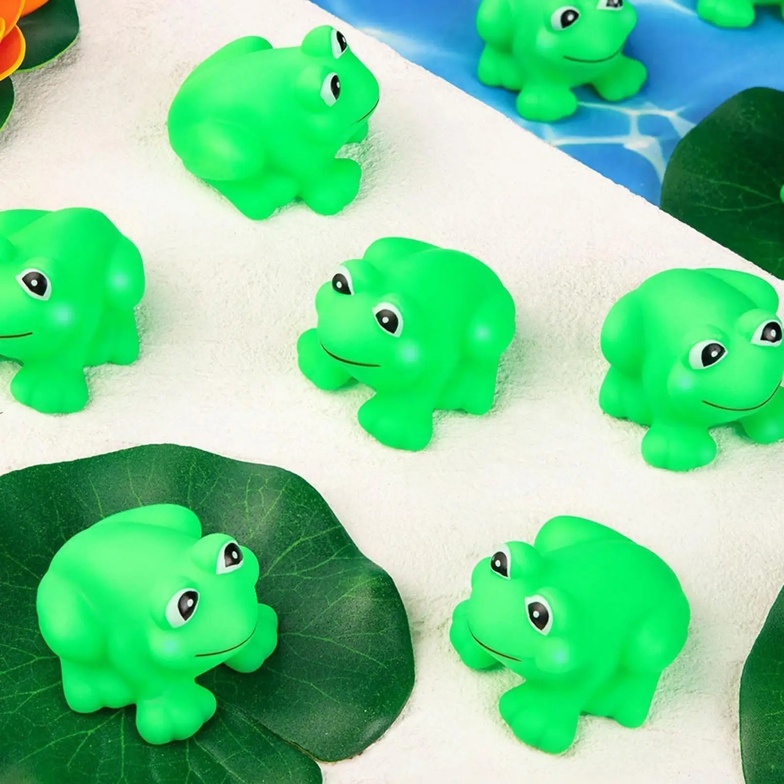Realistic Frog Frogs Squeak and Floating Rubber Bath Toy 10x Mini Squeak Floating Miniature for Shower Swimming Bathtub Pool