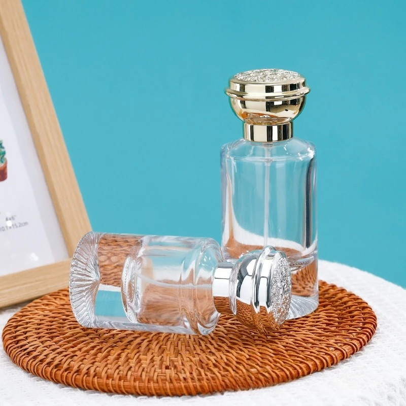 30/50ml Square Glass Perfume Spray Bottle, Clear Screw Thread Atomizer with Cap, Empty Refillable Travel Container
