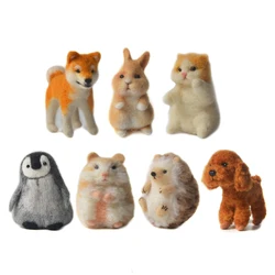 Hamster Hedgehog Penguin Dog Cat Rabbit Unfinished Wool Needle Felting Kits Handmade Toys Diy Doll Felting Materials Pack Gifts