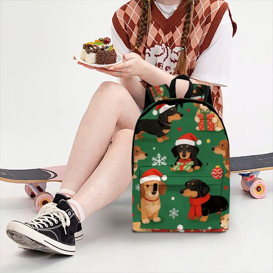 

Dachshund All Over Print Christmas Bag, Durable Casual Rucksack for Dog Lovers