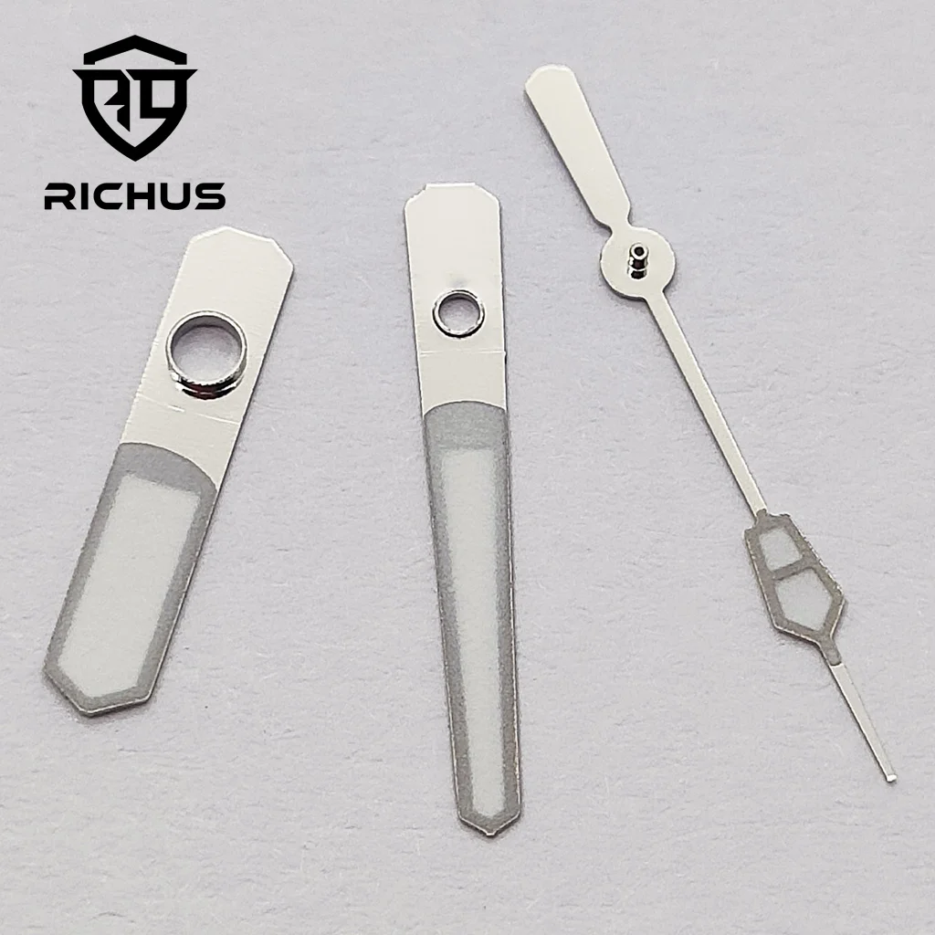 Manecillas de reloj RICHUS NH35, manecillas de reloj de oro rosa y plata, ajuste luminoso verde, movimiento NH34 NH35 NH36