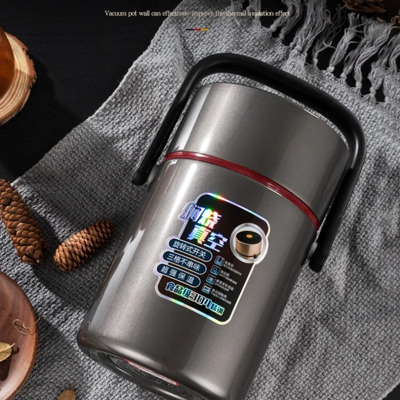 

Супер длинный термоизоляционный ланч-бокс, ведро из нержавеющей стали, студенческий бытовой вакуумный ящик для бенто, многослойный подъемный горшок