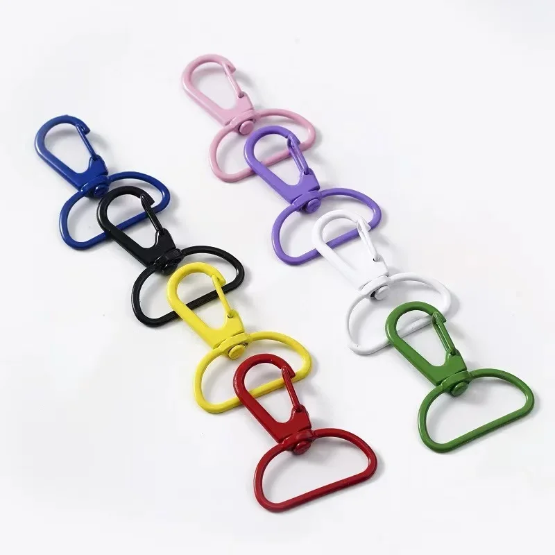 10 pieces of keychains with multiple colors and a D-shaped opening at the end, DIY bag strap buckle, key ring connection ring