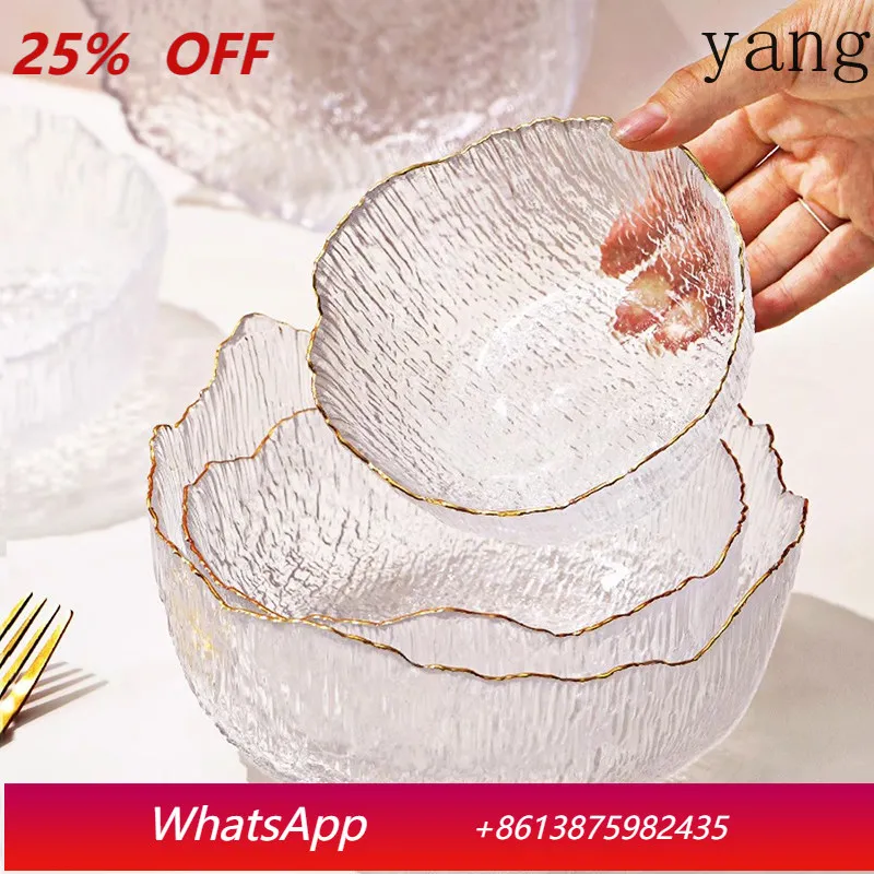 

LTT Japanese Hammer Phnom Penh Glass Bowl Household Fruit Plate Creative Nordic Style Tableware Dessert Bowl