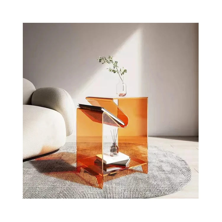 

Living Room Color Sofa Side Table S-Shaped Magazine Rack Bookshelf Storage Acrylic Coffee Table