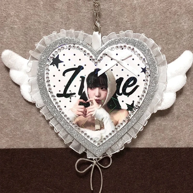 

Милый брелок-подвеска для сумки ручной работы с крыльями, персонажем аниме или идолом, инкрустированный стразами и кружевом, для украшения сумки