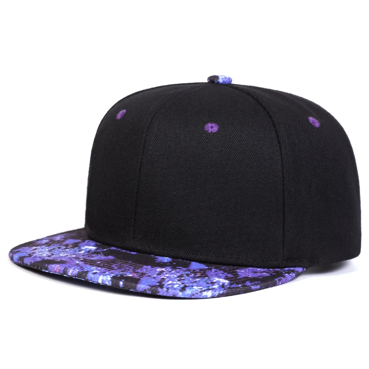 Unisex fioletowe gwiaździste niebo z nadrukiem czapki hip-hopowe moda wiosna jesień na zewnątrz regulowane baseballówka w stylu Casual czapki