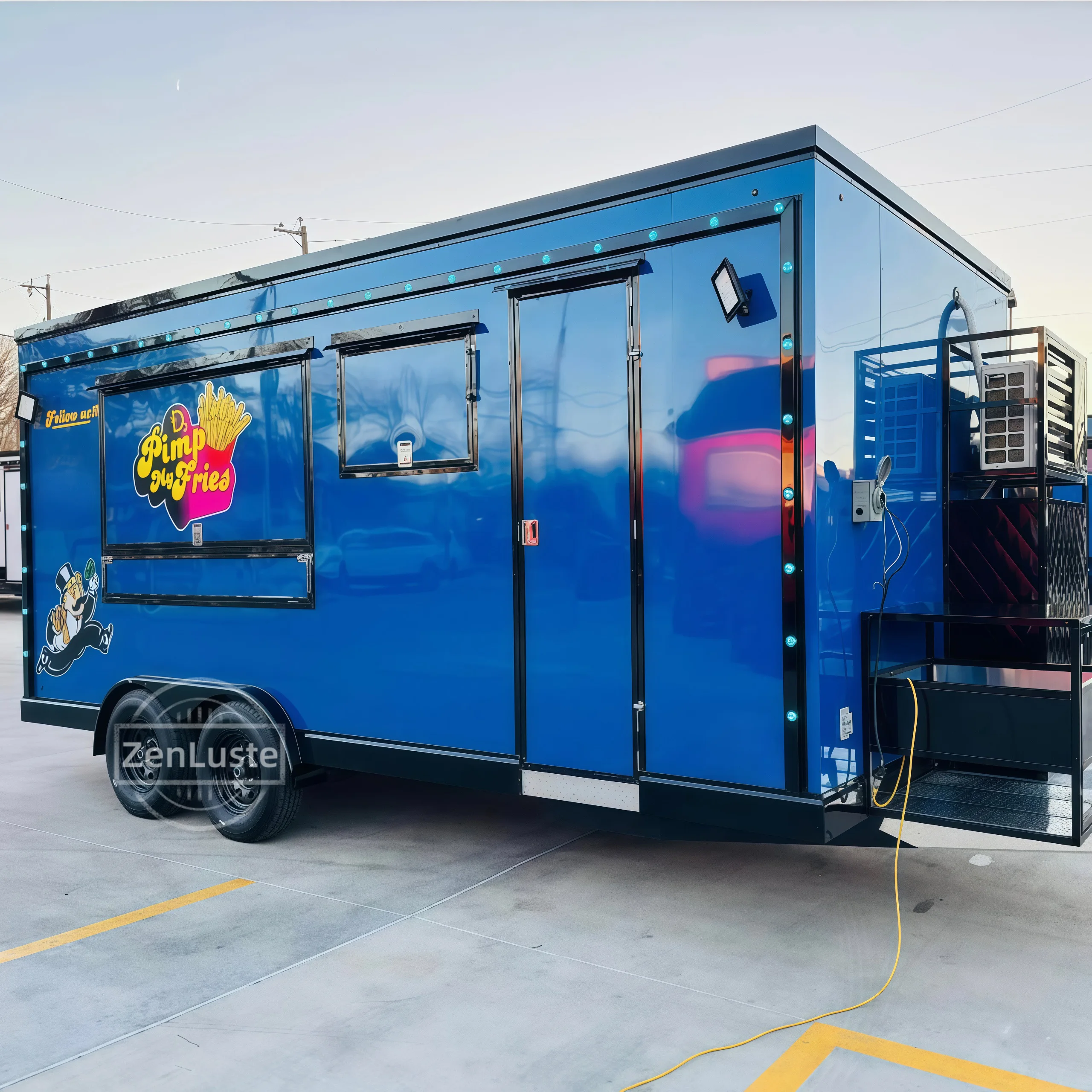 

Food Trailer Mobile Food Cart Fast Food Truck with Full Kitchen Equipment for Ice Cream Snack Food & Outdoor Use