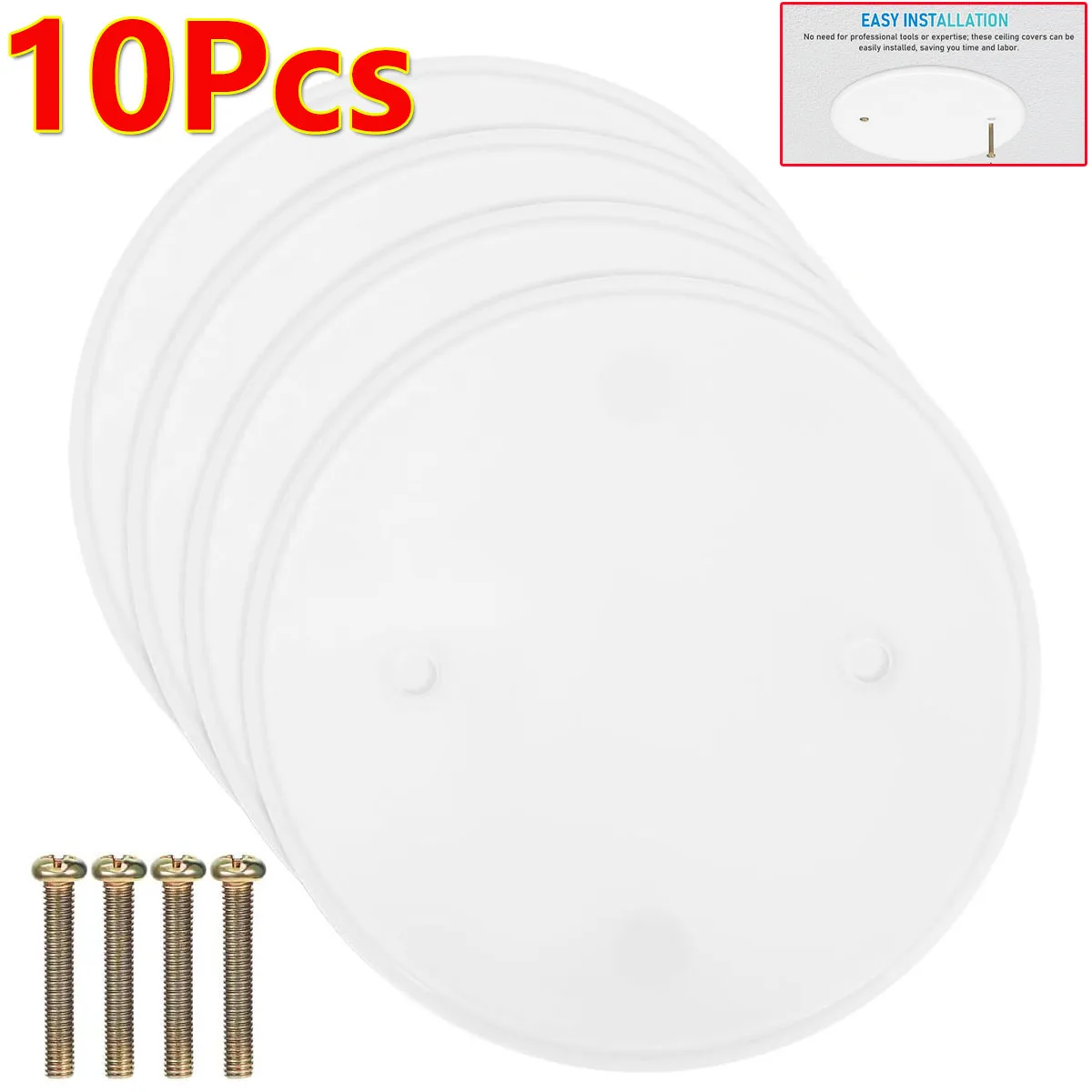 

10Pc White Electrical Ceiling Hole Cover Round Covering Plates Circular Ceiling Blank Up Covers Flat Blank Plate Round Box Cover