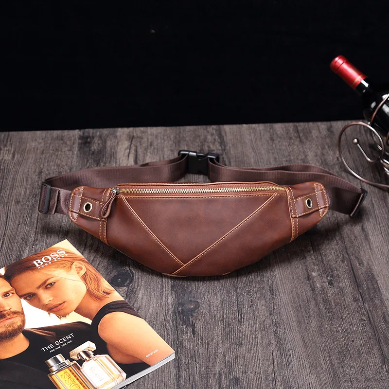 

Retro Waist Fanny Pack Fashion Men Belt Bags Leather Man Shoulder Bags Sport Male Chest Bags