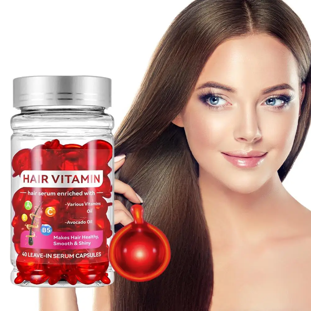 40Pcs Biotin Hair Gummies Moroccan Anti-loss Hair Vitamin Capsule Essential Oil Care Capsules Smooth Hair Serum Repair Frizz