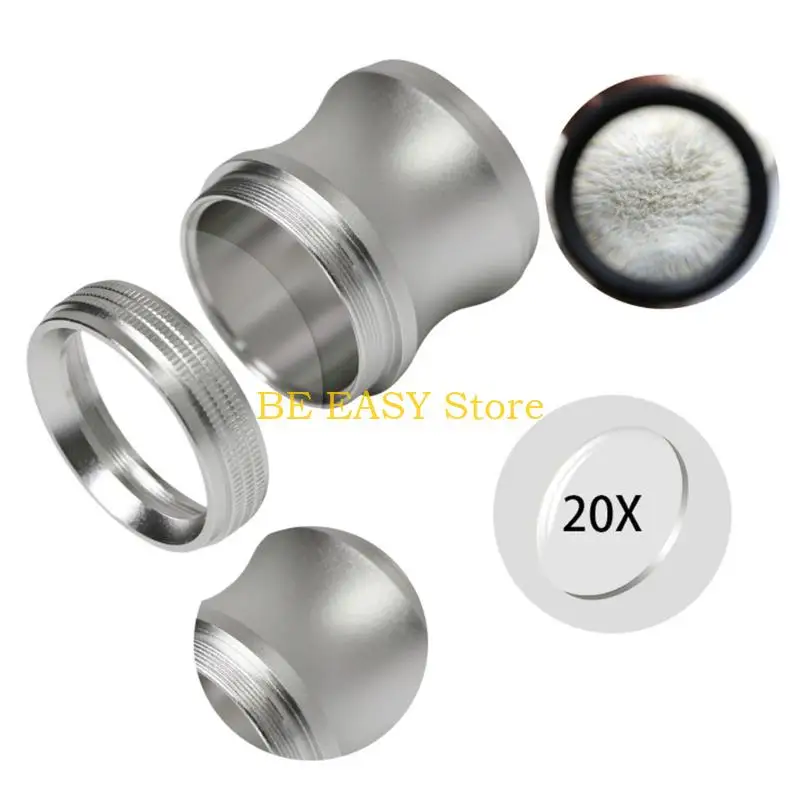 E28F Handheld 20X Cylindrical Magnifying Glass with Glass Lens, Recessed Fixed Mounting, and Integrated Body Construction for