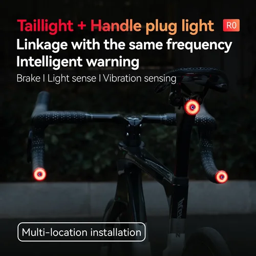 Imagen 2 del producto ROCKBROS-luces para manillar de bicicleta IPX6, luz trasera para bicicleta, 5 modos, Sensor de freno inteligente, seguridad de conducción nocturna