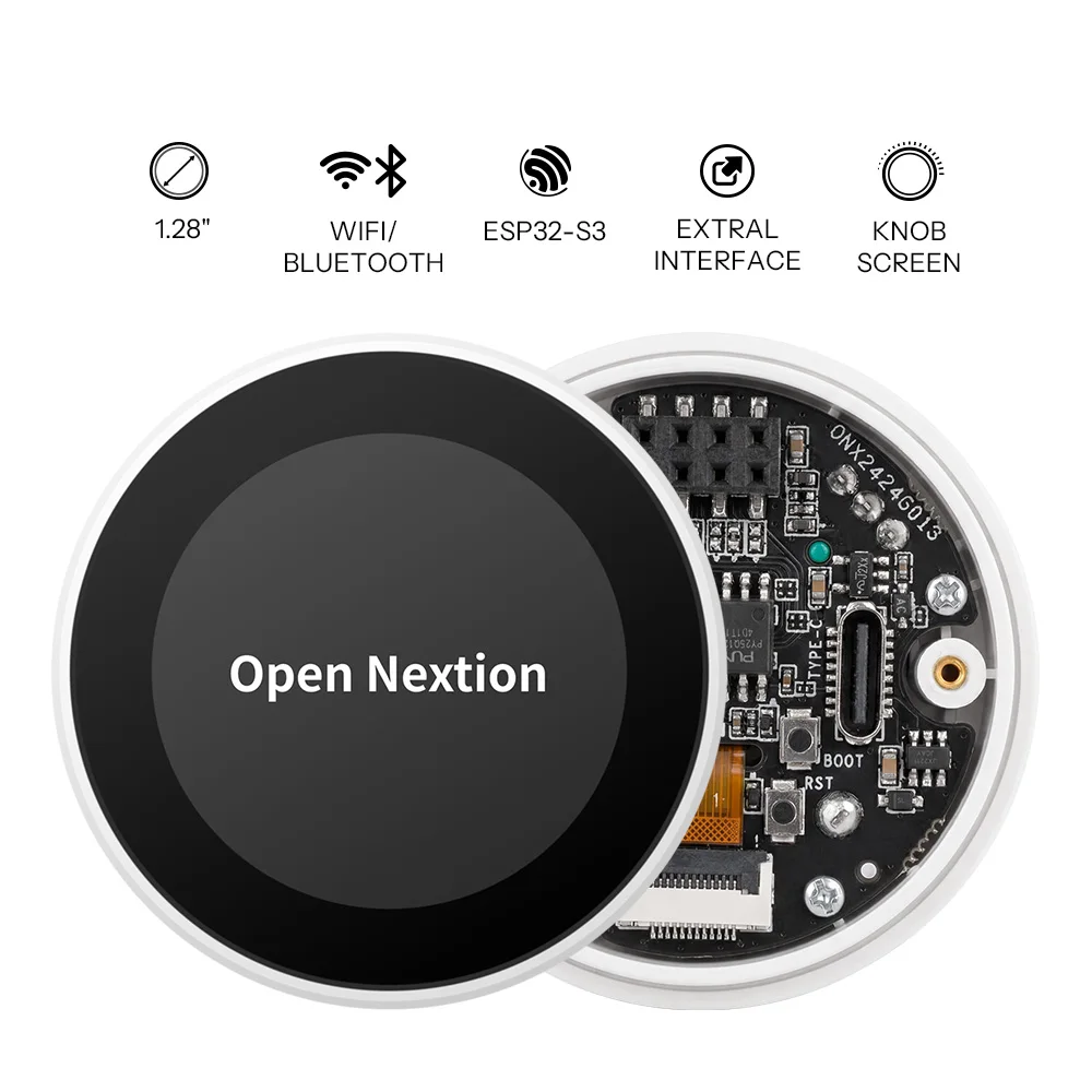 NEXTION 1.28″ Genius Series ESP32-S3 IPS Smart Knob Screen LCD Rotary Display Wi-Fi Bluetooth 5 Support for ESP-IDF Arduino IDE
