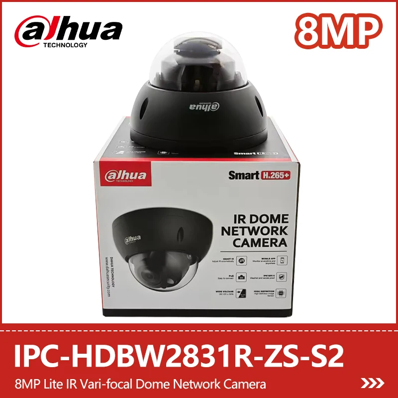

IP-камера Dahua 8MP 4K IPC-HDBW2831R-ZS-S2 Starlight IR 40m POE H.265 Моторизованная камера безопасности с переменным фокусным расстоянием IP67 IK10