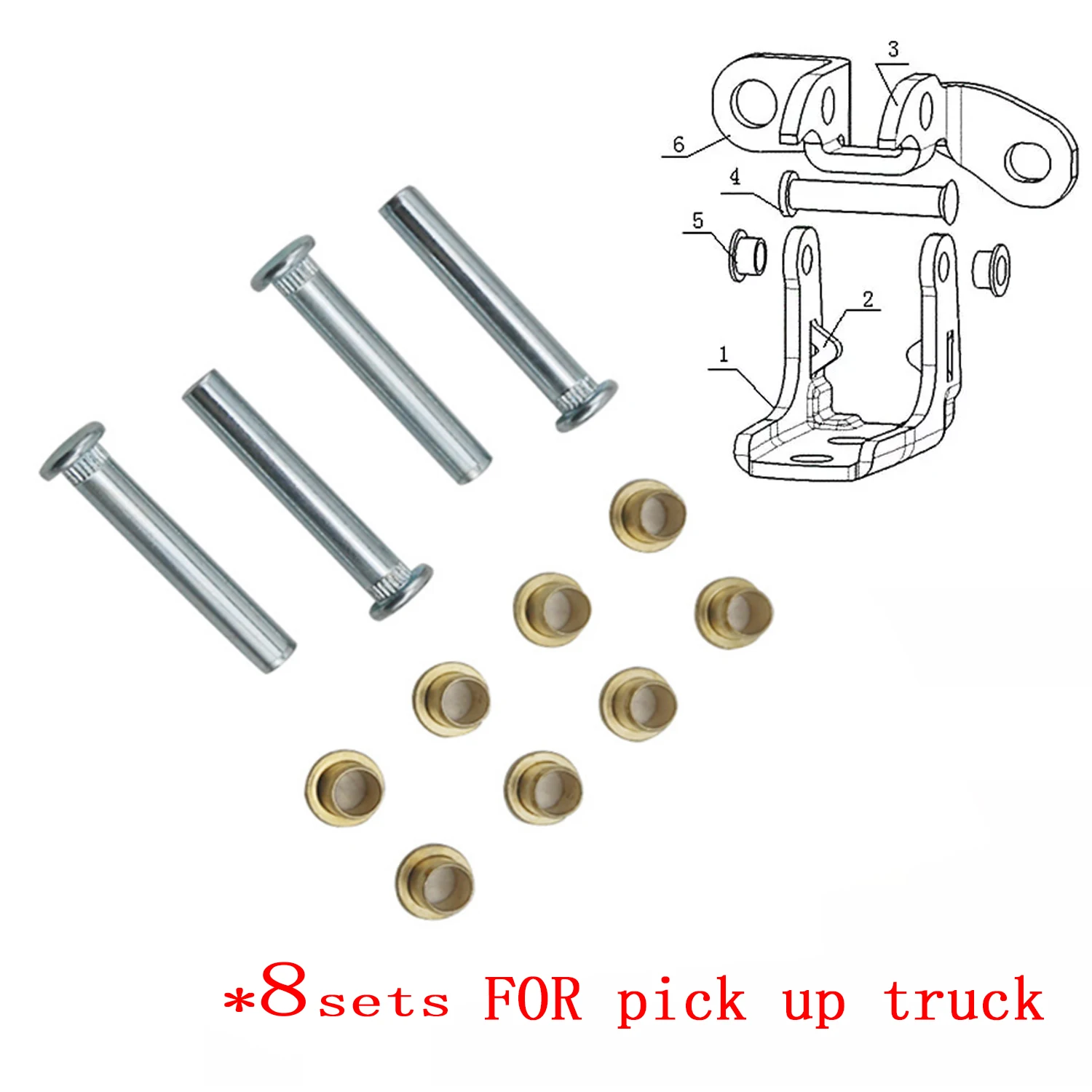 8sets For Nissan Navarra 97-05 D22 Car Door Hinge Pins Bushing Repair Assembly Set Kit