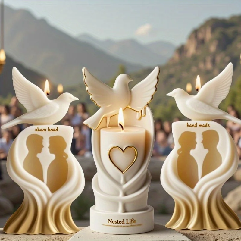 

Peace Dove Scented Candle Silicone Mould Relief Wishing Lover Pigeon Sculpture Pillar Gypsum Resin Mold DIY Handmade Lover Gifts