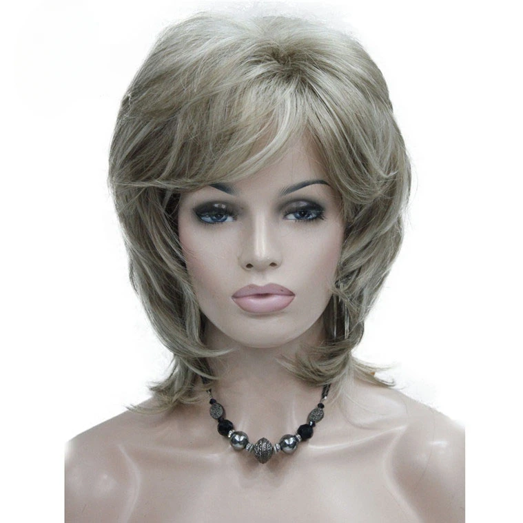 

Short Layered Brown with Blonde Highlighted Classic Cap Full Synthetic Wig Women's Hair Wigs COLOUR CHOICES