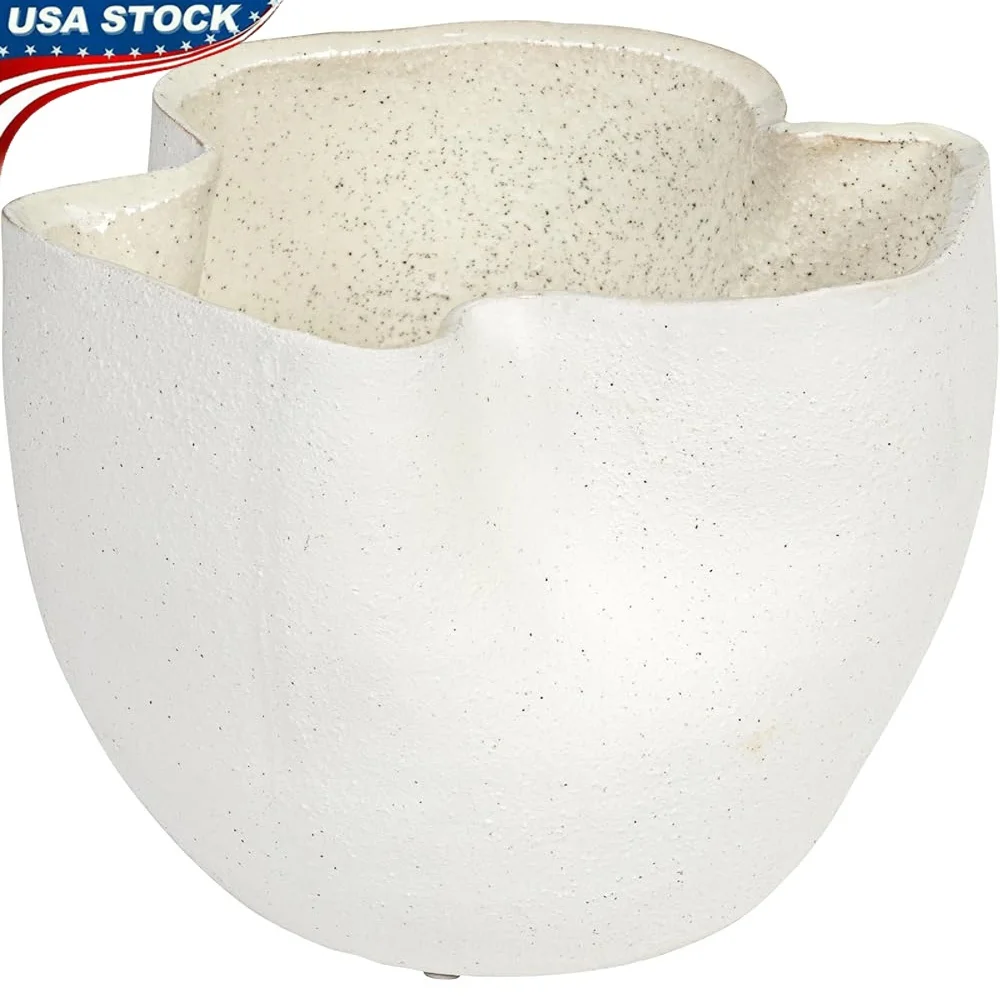 

Elegant Stoneware Ruffled Planter 7.25 Inch Sand Finish Reactive Glaze Durable Decorative Pot Succulents and Plants