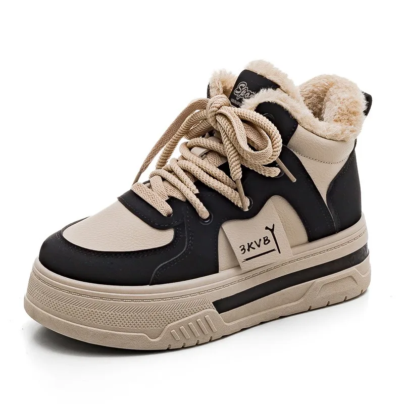 

Quality Thickened High Top Women's Shoes with Added Fleece Warm Snow Boots for Women 2026 New Versatile Thick Soled Cotton Shoes