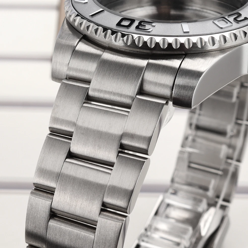 40mm NH35 Gehäuse Saphir für GMT SUB Yacht NH34 NH35 NH36 4R 7S Miyota8215 DG2813 ETA2824 Gebürstetes Oyster-Armband 2813 Uhrengehäuse – Detail 6