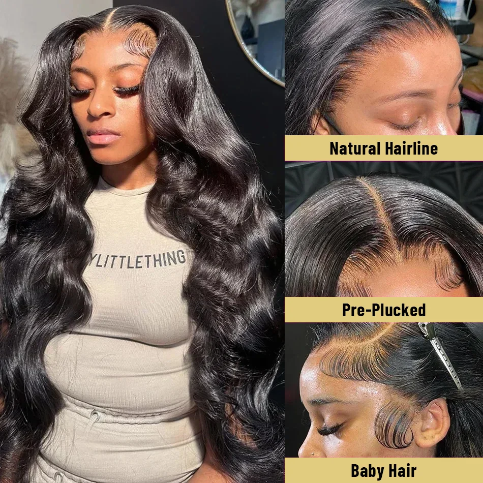 Tewjig 250 Density 30 40 Inch 13x6 HD Transparent  Lace Frontal Wigs Body Wave Human Hair 13x4 Lace Front Wig For Black Women