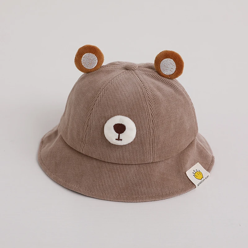 Spring Summer Baby Bucket Hat Cute Bear Ear Newborn Cap Solid Color Outdoor Beach Kids Baby Boy Girl Sun Hats Bonnet 1-4 Years