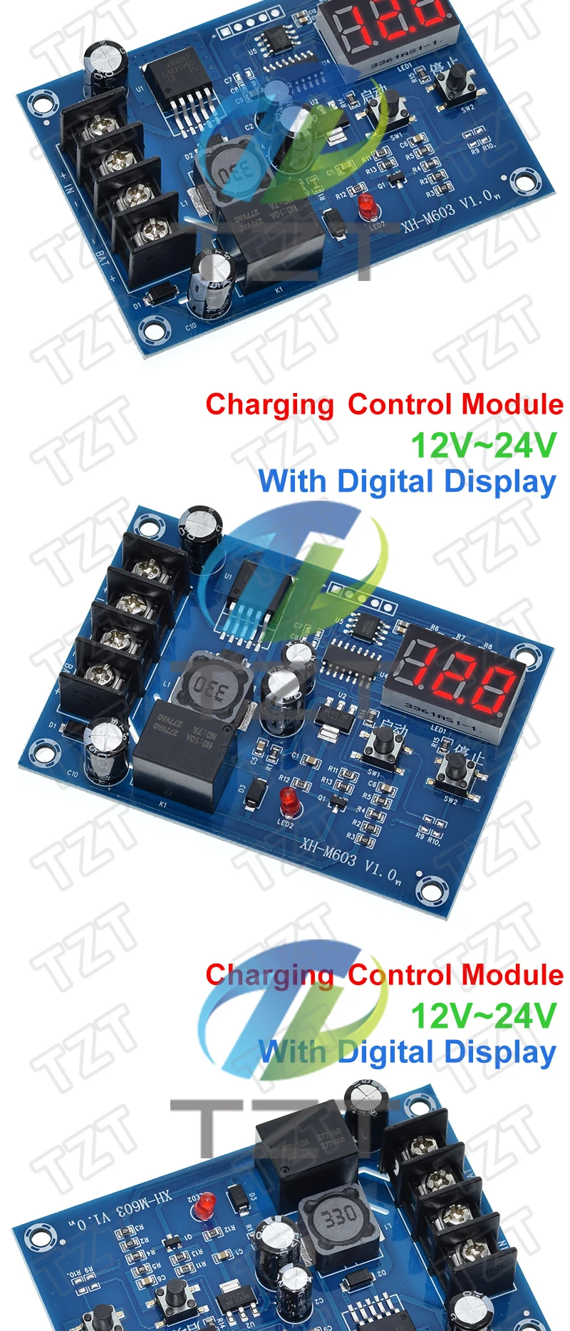 TZT XH-M603 Ladesteuermodul 12-24V Speicher Lithium Batterie Ladegerät Steuerschalter Schutzplatine mit LED-Anzeige NEU – Detail 4