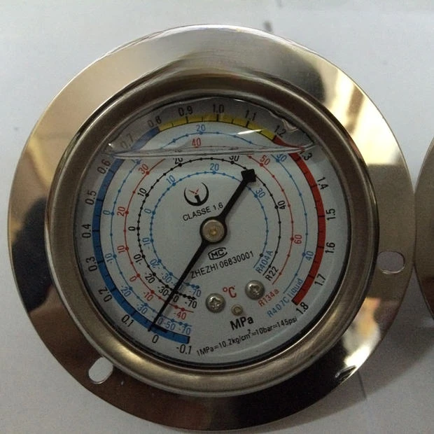 Special shock-absorbing high and low pressure oil gauge for refrigeration units in warehouses, oil filling pressure air