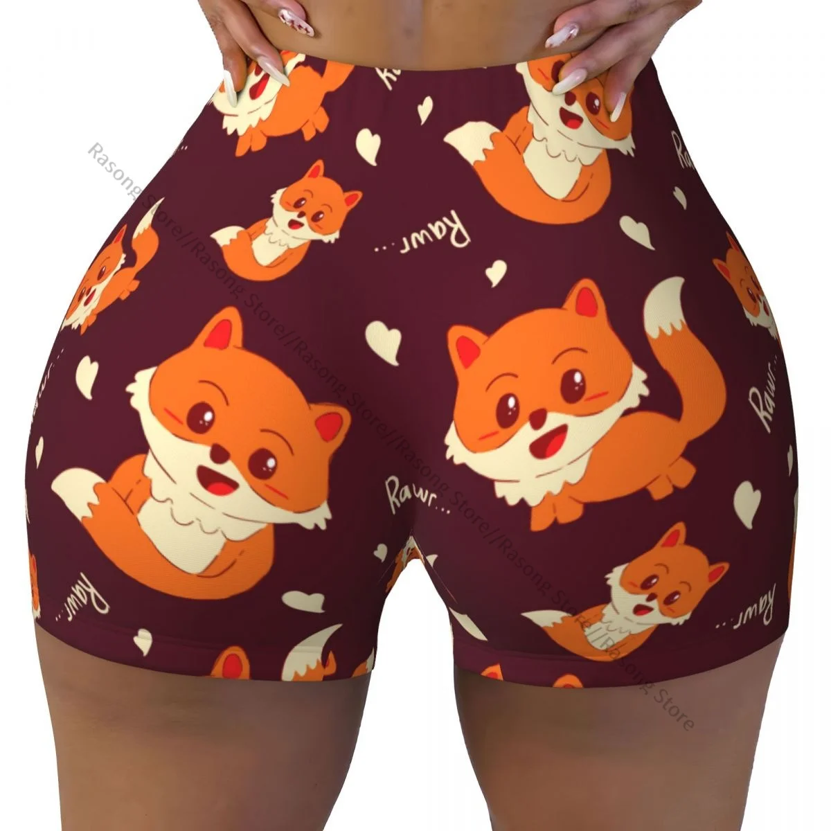 Women Yoga Shorts Cute Fox Workout Shorts Fitness quick-dry Ladies Yoga Gym Running Short Pants Sportswear