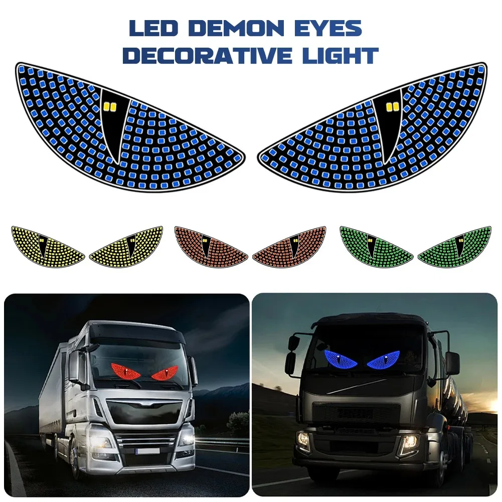

2Pcs Car LED Devil Eye Decorative Light Rear Warning Light blue Dynamic Demon Eyes Atmosphere Light Auto Decoration Accessories