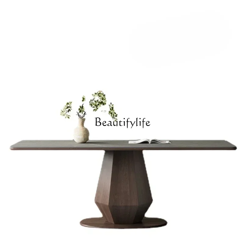 

Nordic Rock Plate Dining Table Light Luxury Rectangular Full Support Oak Italian Household Solid Wood Dining Table