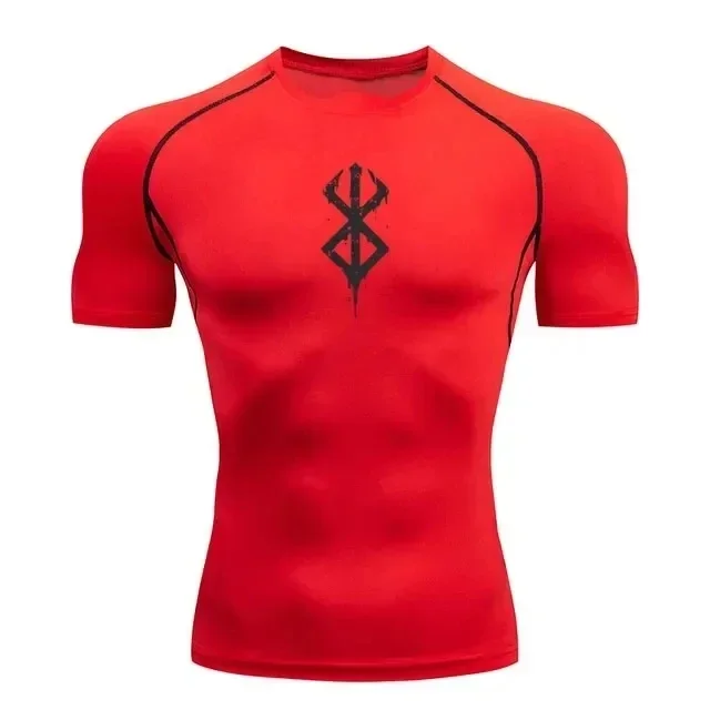 Compression Shirt Man Gym Anime Berserk Fitness Gym Sport Running T-Shirt Rashgard Tops Quick Dry Short Sleeve T-Shirt For Men