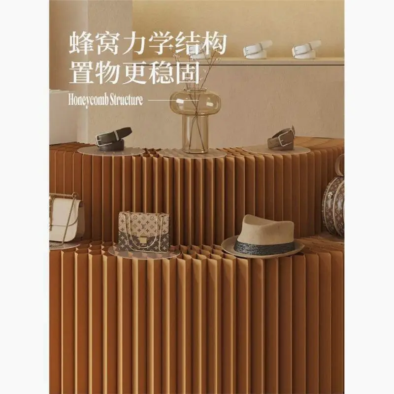 Eco-Friendly Folding Commercial Display Stand Space-Saving Retail Island Tiered Showcase Shelf for Samples