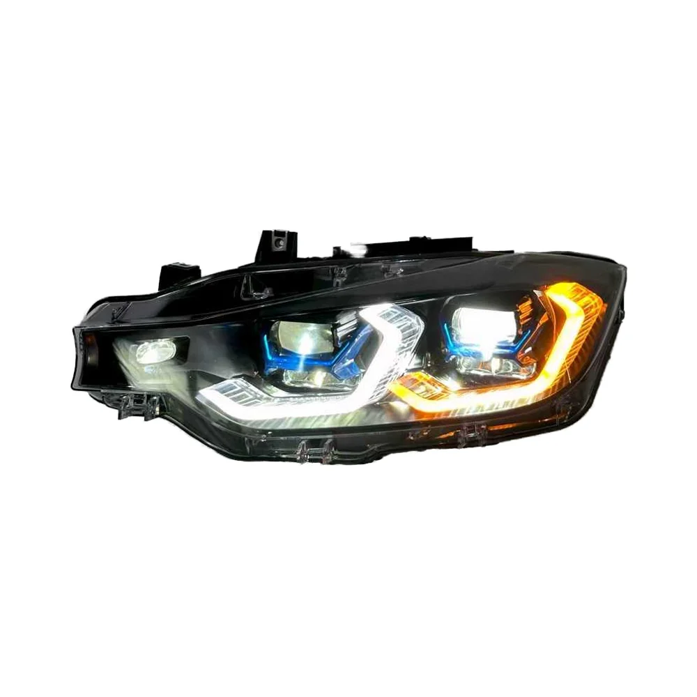 Laser Dual Color Headlights For BMW 3 Series F30 F35 F31 2013-2018 To G22 Style Front Lights Yellow And White Headlamps