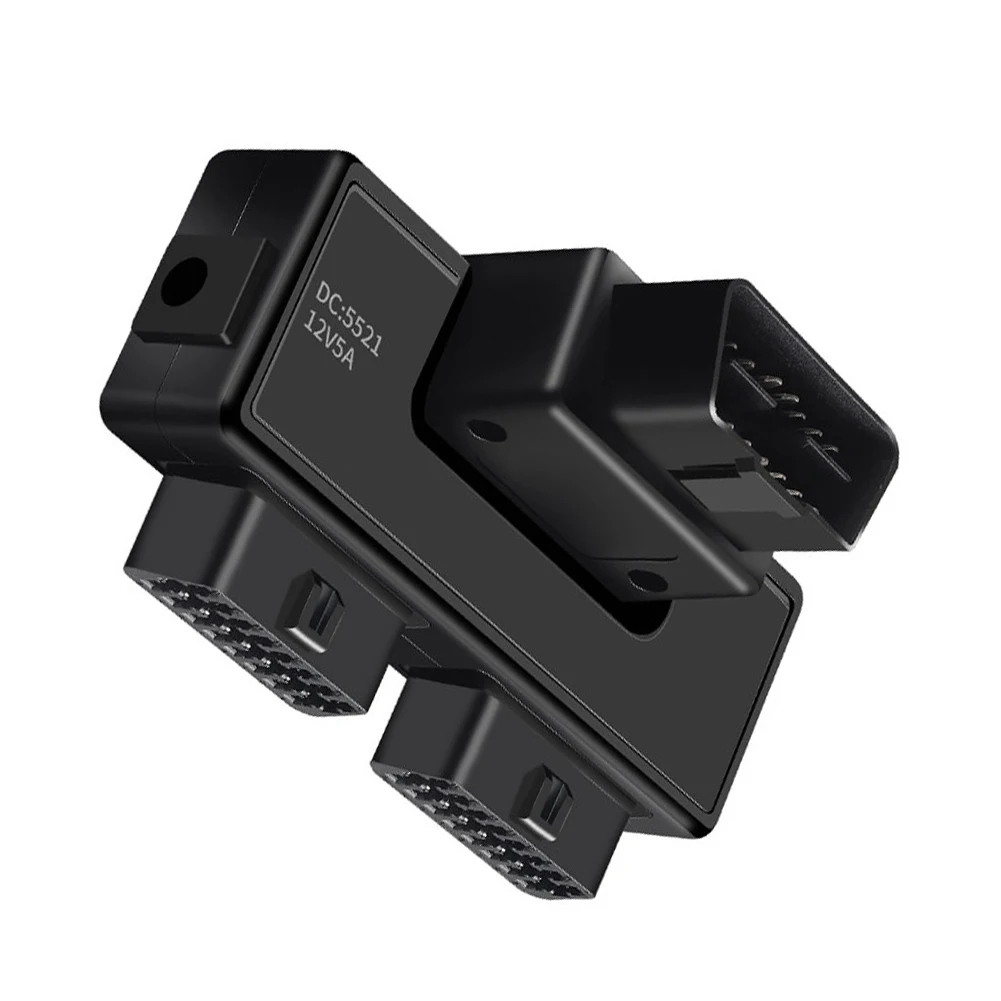 For OBD2 Dual Port Splitter Cable 16-Pin with DC5521 Power Connector for Connecting Two Scan Tools Simultaneously