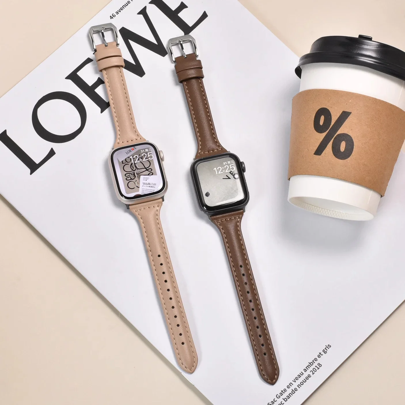 Slim Leather Strap for Apple Watch Band 49mm 45mm 44mm 42 41 38 40 Woman Bracelet for IWatch Series Ultra 10 8 7 6 SE 5 4 3 2 1