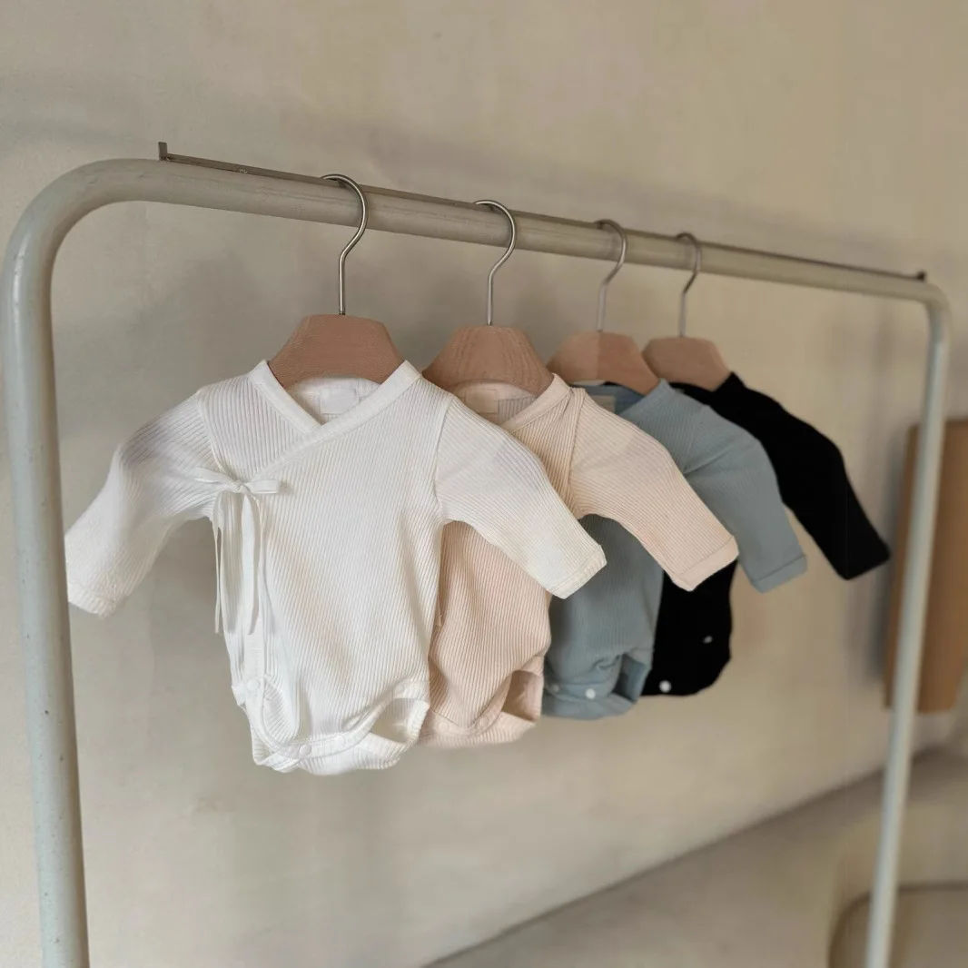 2026 Spring New Baby Long Sleeve Clothes Set Infant Boy Girl Solid Bodysuit + Leggings + Hat 3pcs Suit Toddler Cotton Outfits