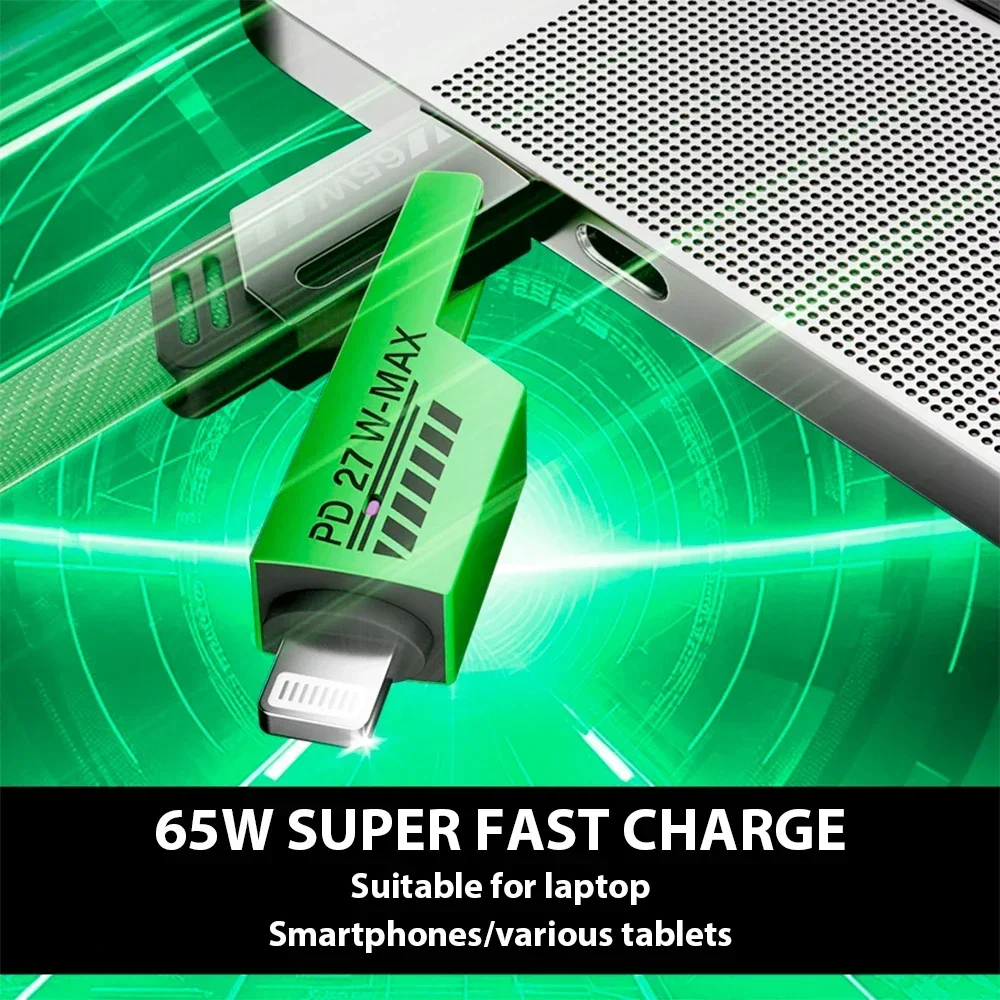 USB Type-C متعدد المنافذ سريع الشحن سلك خط PD 65 واط/27 واط 4 في 1 Mecha شحن سريع كابل بيانات الحبل آيفون 16 سامسونج شاومي