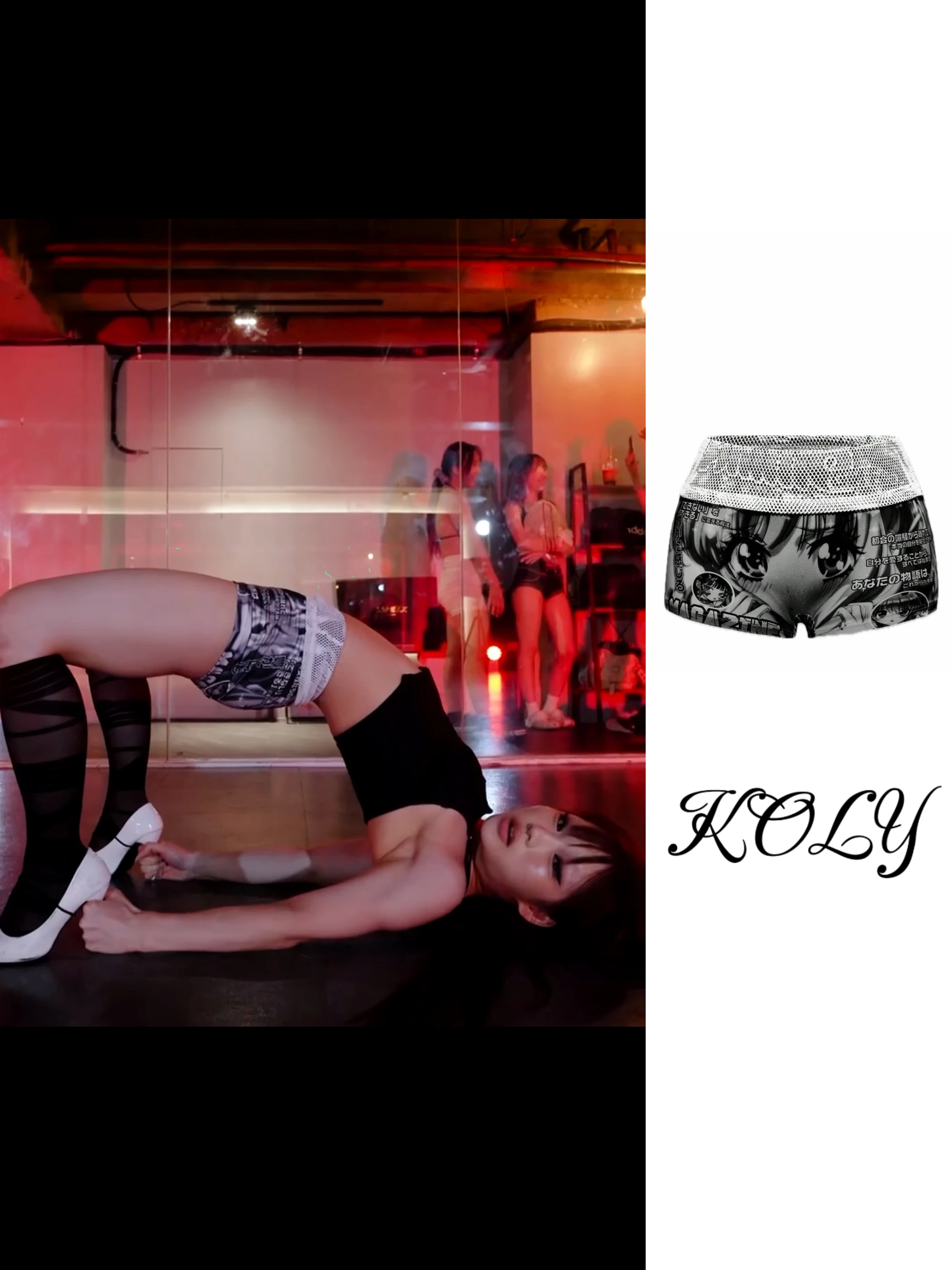 koly-スポーティなレーストリム付きローウエストブリーフ漫画プリント下着男性用快適なホーム服若者ファッションインナーウェア