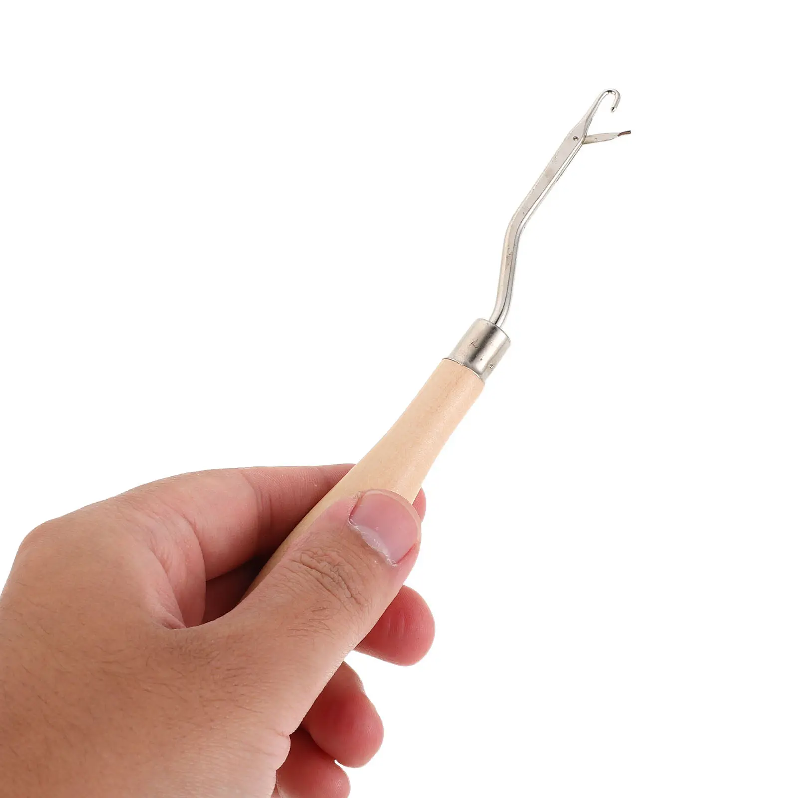 4Pcs Wood Crochet Hook Set Ergonomic Curved Handle for Dreadlocks Braiding Hair Extensions Carpet Weaving Latch Hook Needle