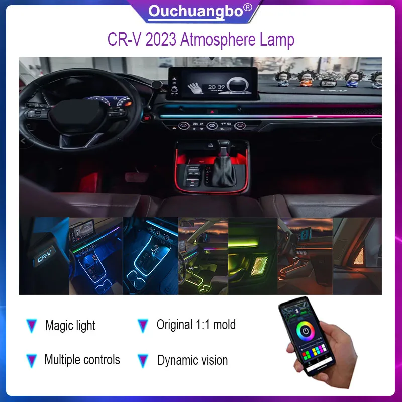 Ouchuangbo LED Ambient lamp For CRV CR-V 2023 Atmosphere Lighting Kit ambient light rgb magic Symphony Atmosphärenlicht