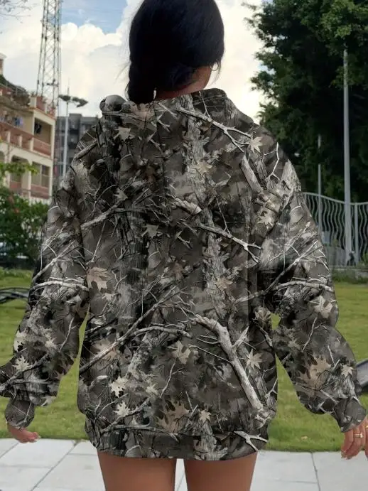 Women's Hoodie New Floral Hoodie Hooded Trendy Fashion Casual Loose Long Sleeved Top Street Retro Casual Hoodie