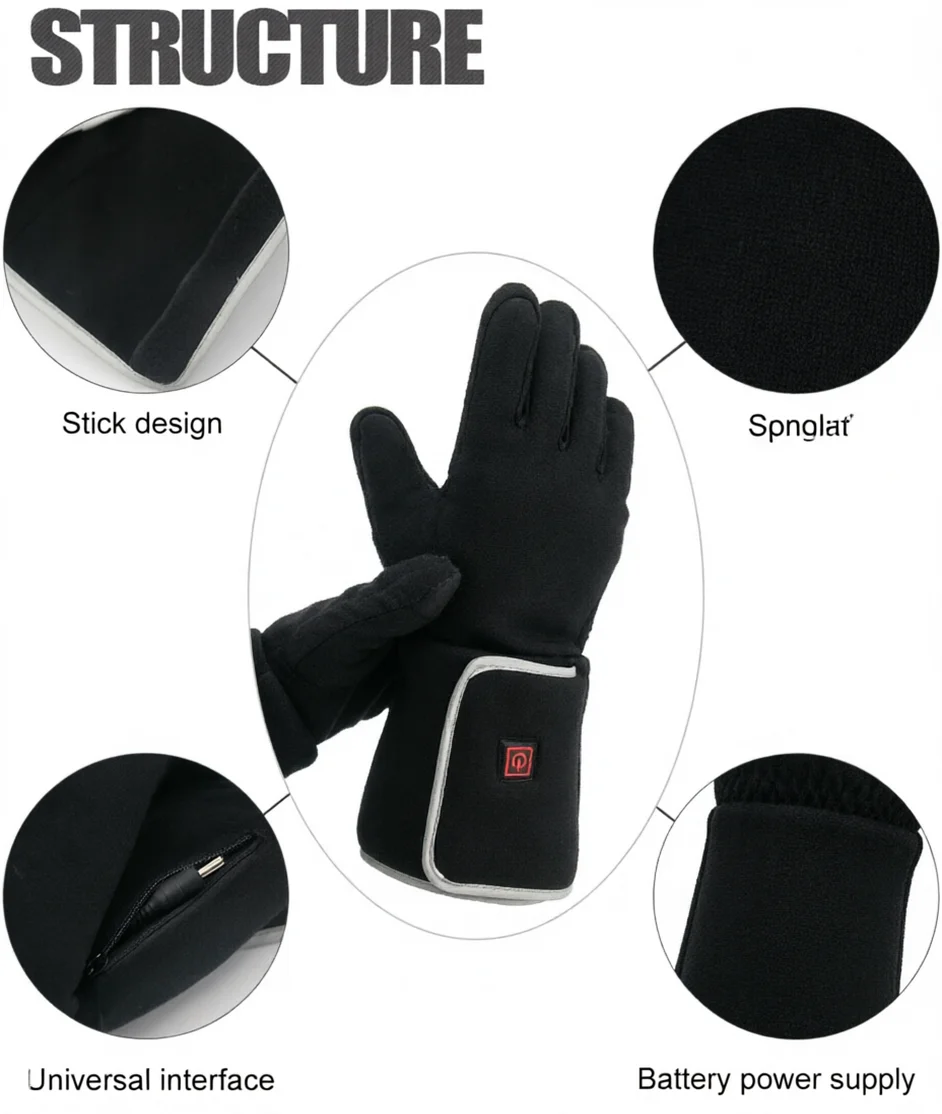 Electric Heated Work Gloves, USB Rechargeable 3 Heating Modes Waterproof Touchscreen Winter Skiing Cycling Warm Gloves