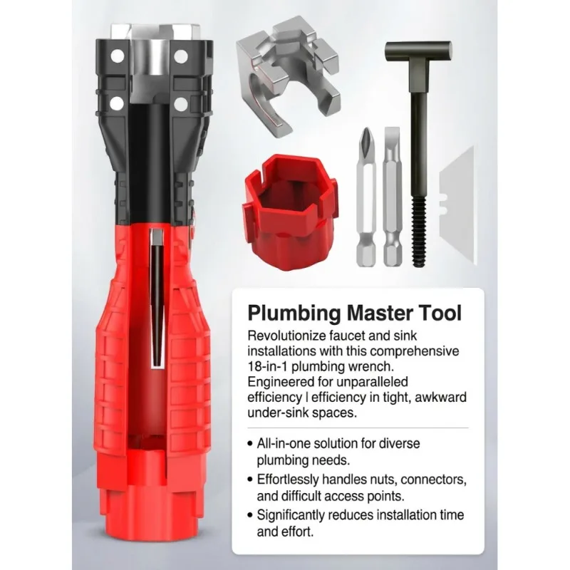 

18 in 1 Faucet and Sink Installer Tool Multi-Functional Plumbing Wrench Disassembly Faucet Pipe Sink Sanitary Installation Tools