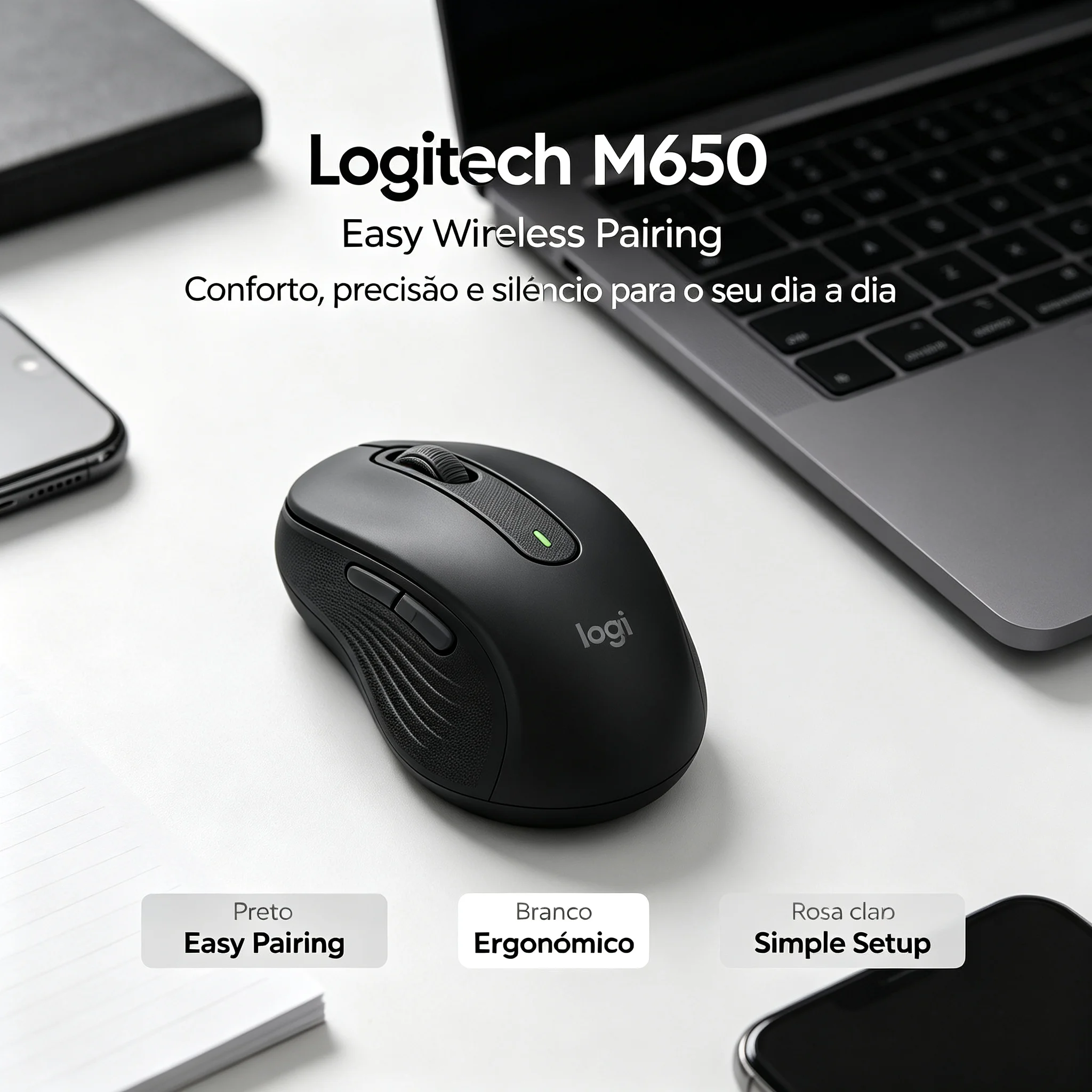 Logitech M650 Wireless Mice Bluetooth Silent Click Ergonomic Long Battery Life Daily Work Notebook PC