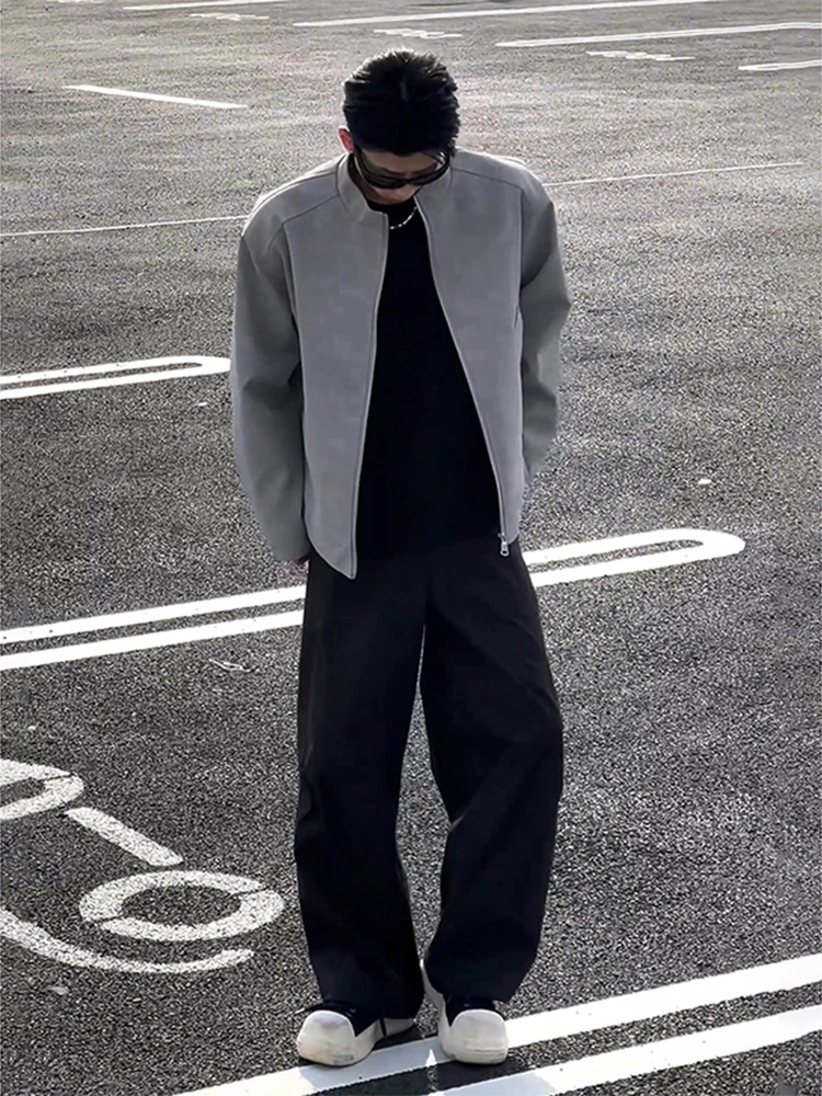 

Американский матовый кожаный джет с принтом тай-дай для мужчин, весенне-осенний мотоциклетный дэт для пилота с высокой чувствительностью, крутой воротник-стойка Baseba...