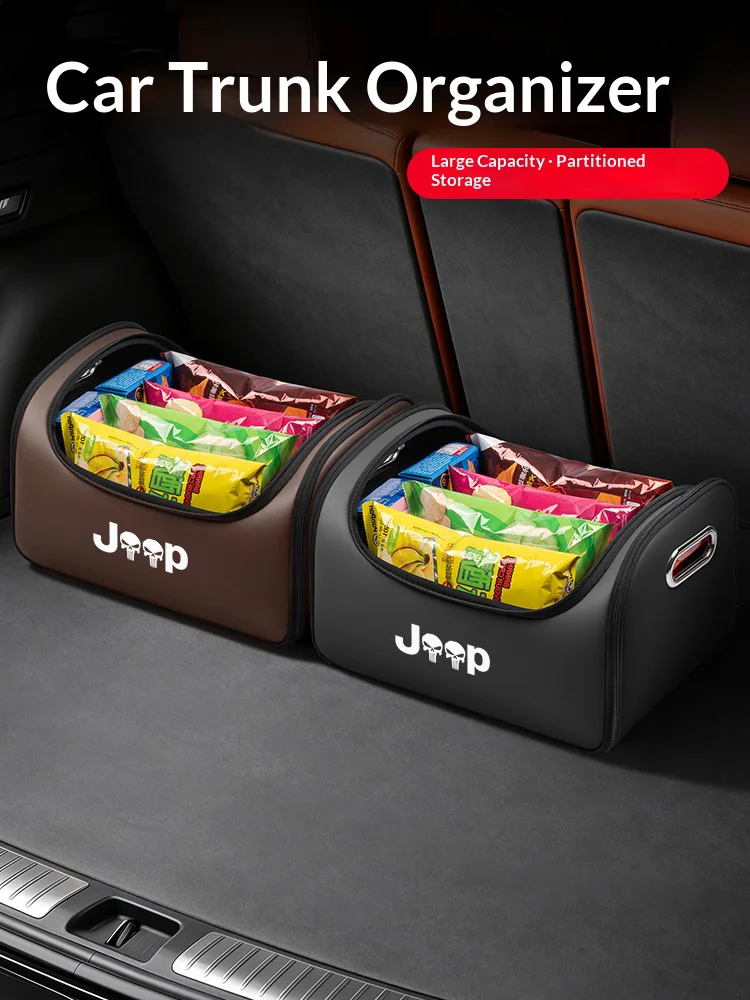 For Jeep SRT Cherokee Grand Cherokee Renegade Wrangler Car Trunk Organizer Storage Box Seat Storage Bag with Built-in Pocket