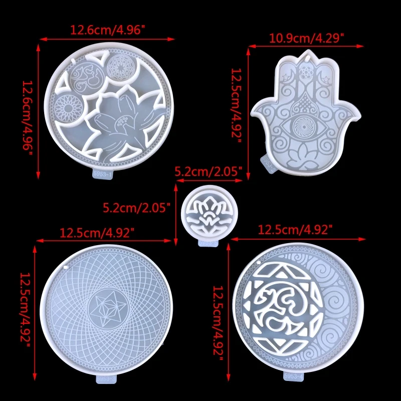 5Pcs Silicone Mold Different Patterns Tray Mold Epoxy Resin Casting Mold NEW